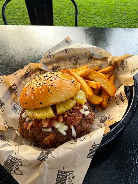 Pineapple Beast burger with grilled pineapple