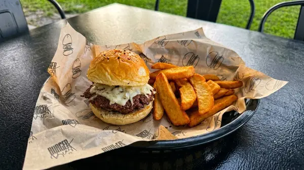 Mini Beast cheeseburger with fries