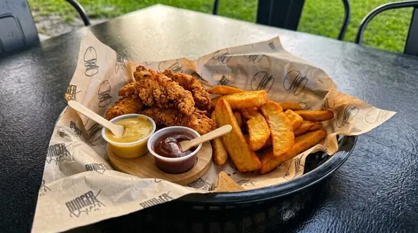 Mini Chicken tenders with fries and sauces
